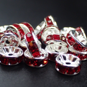 6mm Rhinestone Rondelle-Light Siam (pkt of 20)